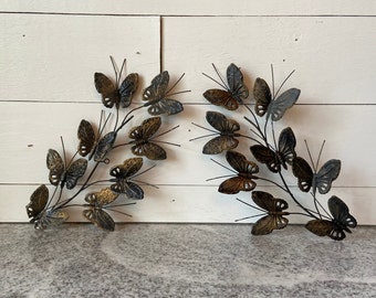 Vintage Metal Butterfly Wall Decor Set of 2 Bronze & Black | Vintage Home Decor Metal Wall Hanging | Nursery Fairytale Insect Wall Hanging