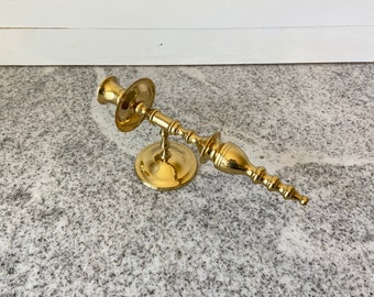 Vintage Solid Brass Wall Sconce with Candle Holder, Elegant Swirl Vintage Brass Candelabra Sconce, Midcentury Wall Candlestick Sconce