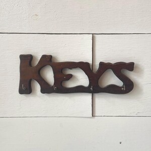 Vintage Wooden Key Holder, Rustic Antique-style 
