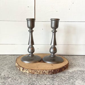 Vintage Pewtarex Metal Candle Holders Pair, Antique Pewter Style, Elegant Classic Design, Collectible Home Decor Accents, Early American
