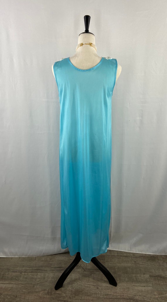 Vintage Aqua Nightgown with Lace Detail, Elegant … - image 4