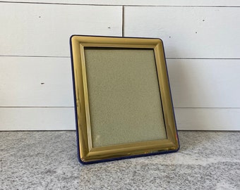 Vintage 8x10 Brass Picture Frame with Luxurious Blue Velvet Back, Elegant Antique Style Photo, Chic Home Decor, Collectible Interior Design