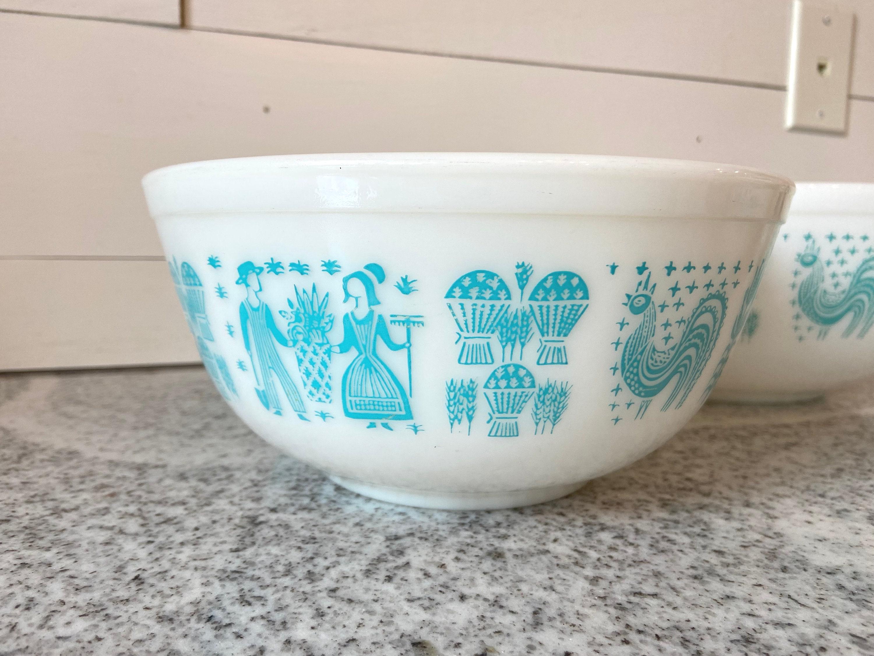 Pyrex Turquoise 404 Amish Butterprint Vintage Pyrex Mixing Bowl Complete Set of 4 401 - 404 ...