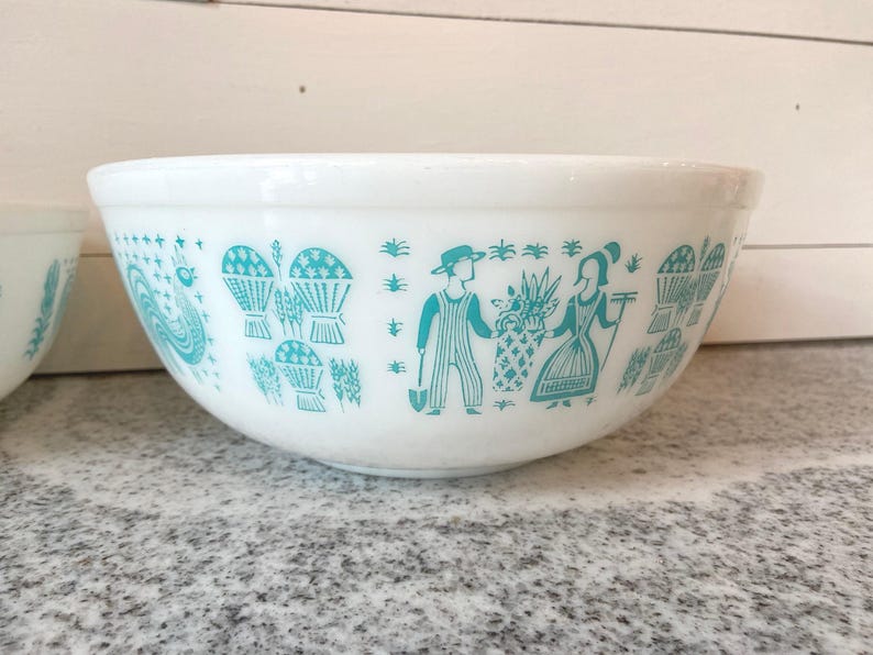 Pyrex Turquoise 404 Amish Butterprint Vintage Pyrex Mixing Bowl Complete Set of 4 401 - 404 ...