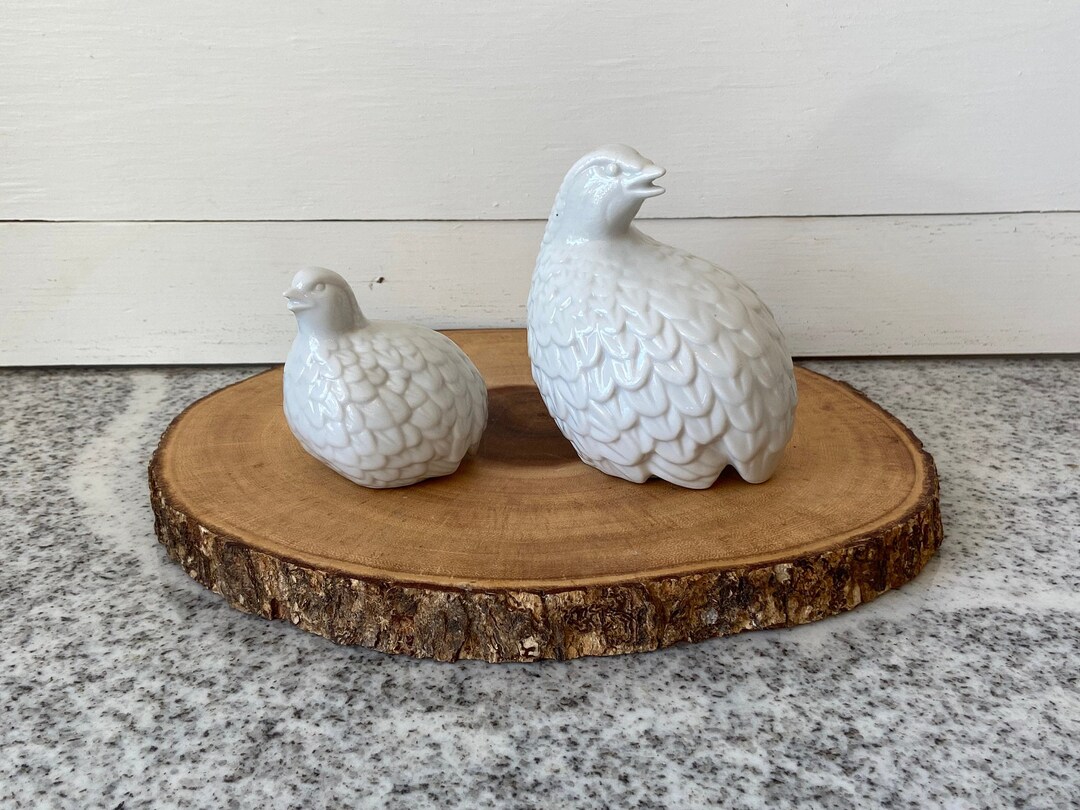Vintage Porcelain Quail Pair White Figurines by Homco Japan Etsy