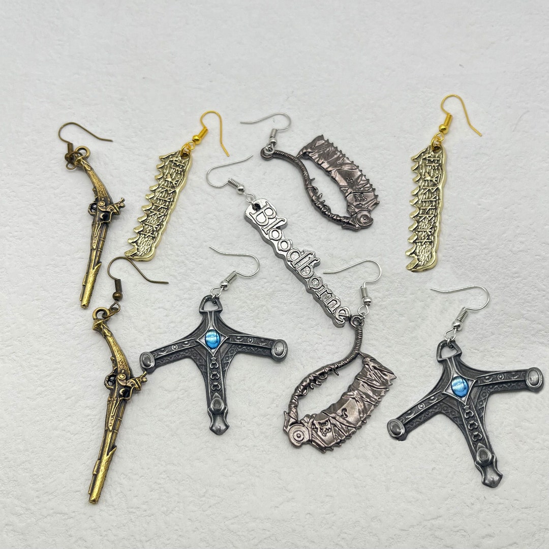 Sword Hunter Badge Earrings Inspired Bloodbornesaw Cleaver Gift