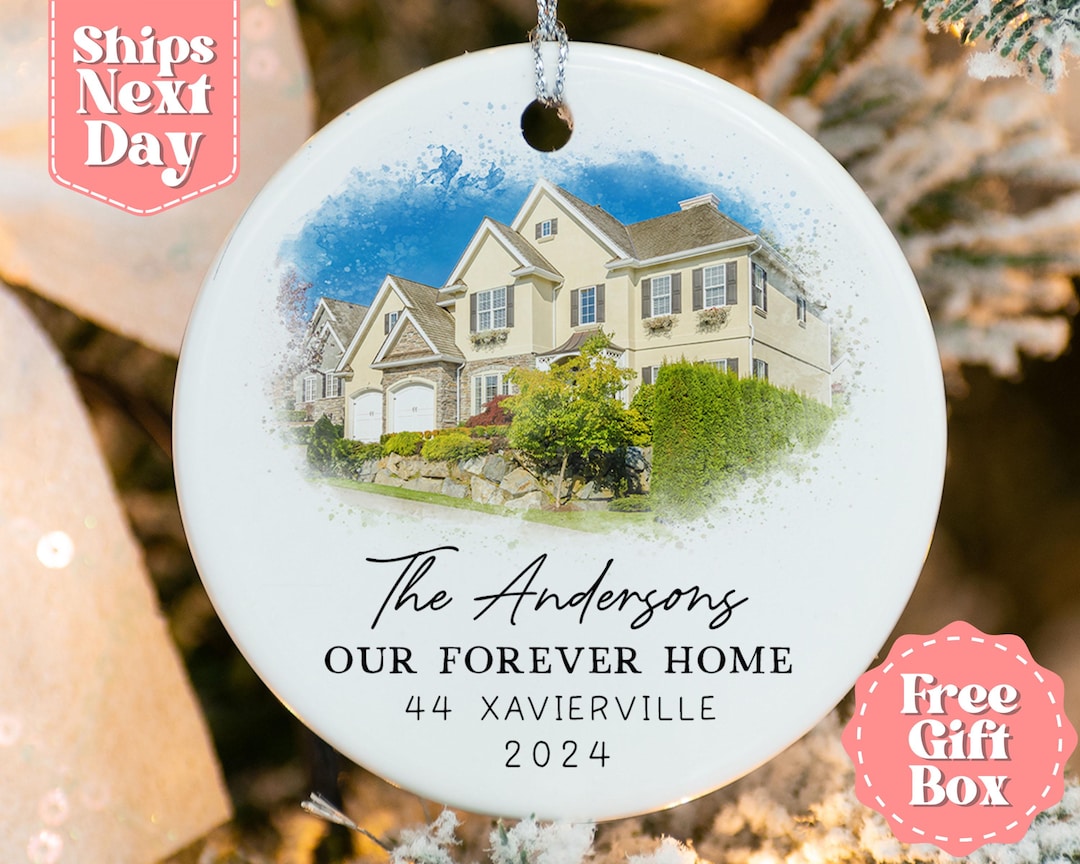 Custom Watercolor House Ornament - Personalized Home Christmas Ornament ...
