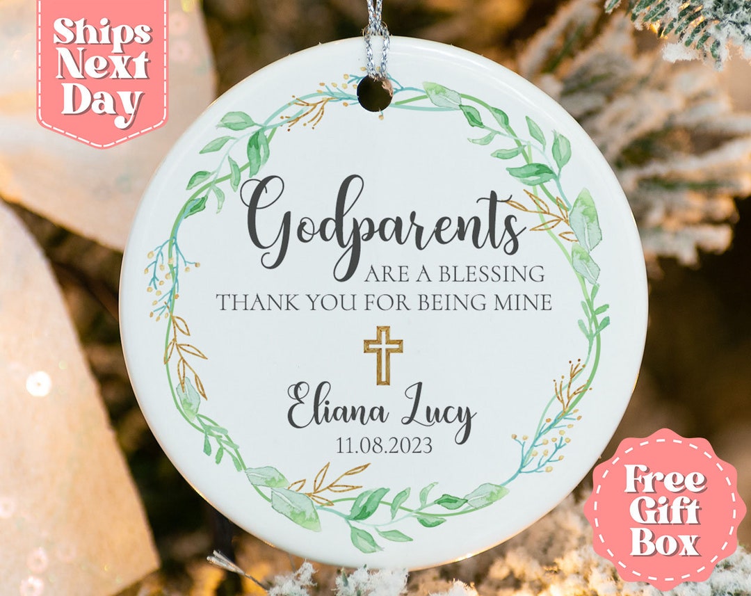 God Parents Are A Blessing Personalized God Bless Christening Ornament