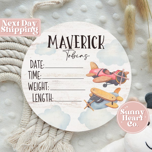 Birth Announcement With Airplane Etsy