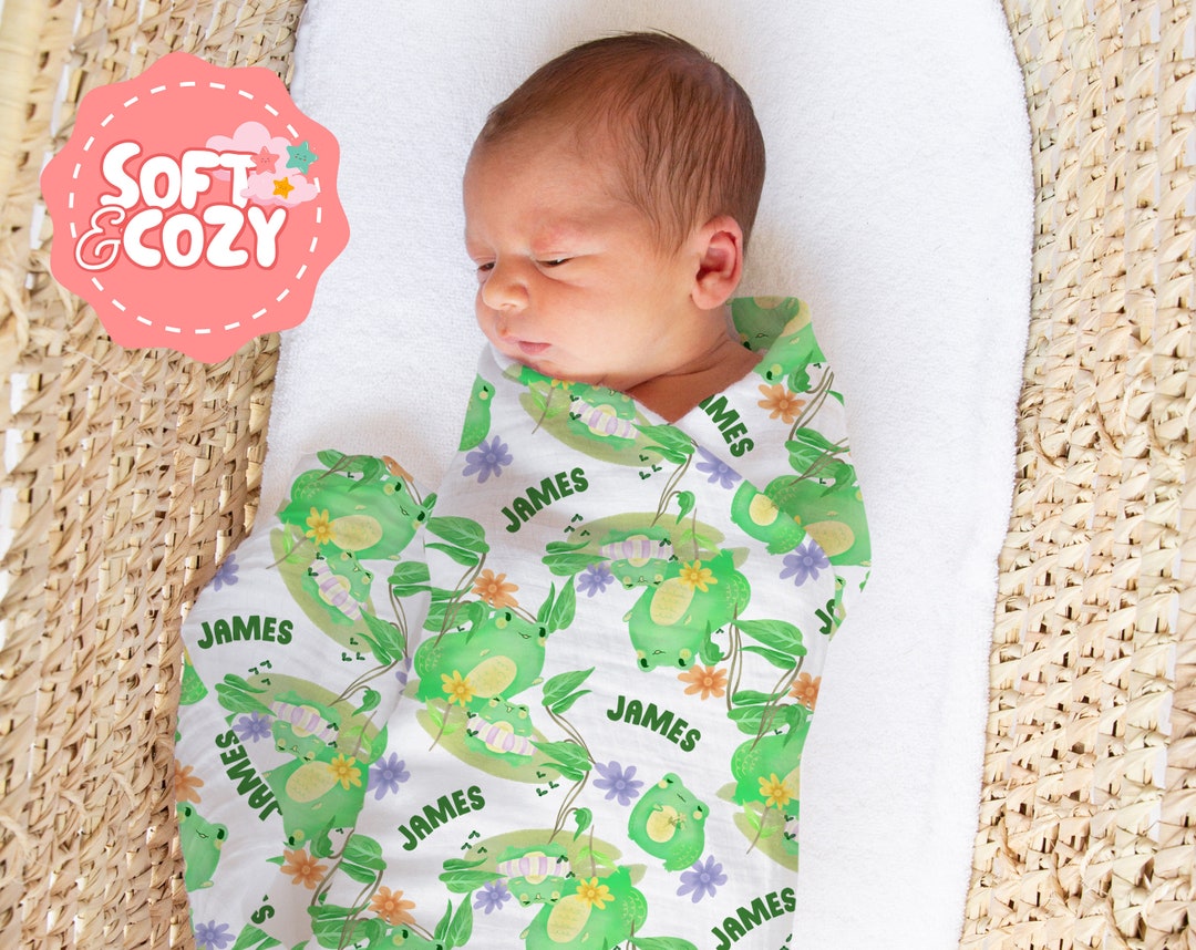 Frog Baby Boy, Girl Swaddle Frog Baby Swaddle With Name Frog Nursery