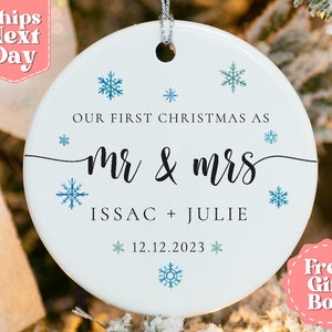 Our First Christmas Married as Mr and Mrs Ornament 2024 - Personalized First Christmas Married Ornament - Custom Couple Ornament OR-0283