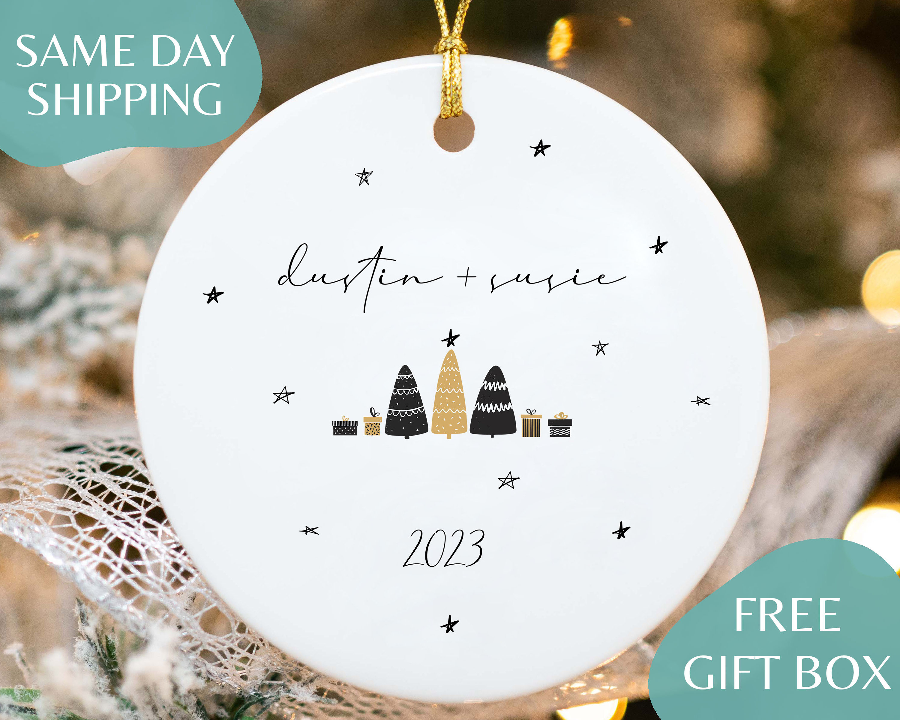Couples Christmas Ornament - Personalized Couple Names Christmas Ornament - Our First Christmas Together - New Couple Gift K-023