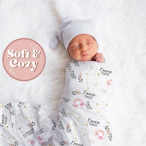 Libra Zodiac, Astrology Custom Baby Girl Swaddle - September, October Born Baby - Hospital Outfit - Baby Shower Gift S-150