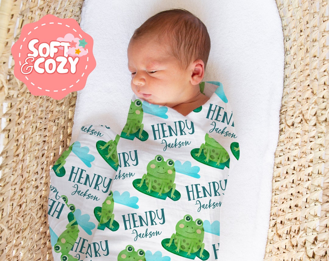 Frog Baby Boy, Girl Swaddle Frog Baby Swaddle With Name Frog Nursery