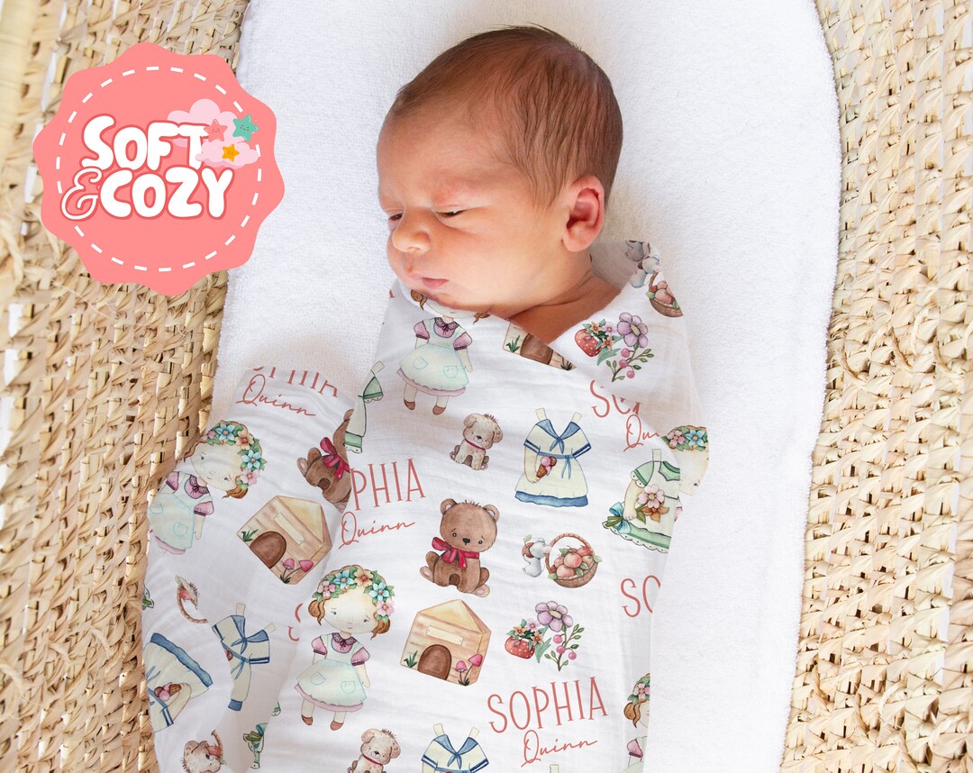 Dolls Baby Girl Swaddle Cute Dolls Swaddle With Name for Etsy