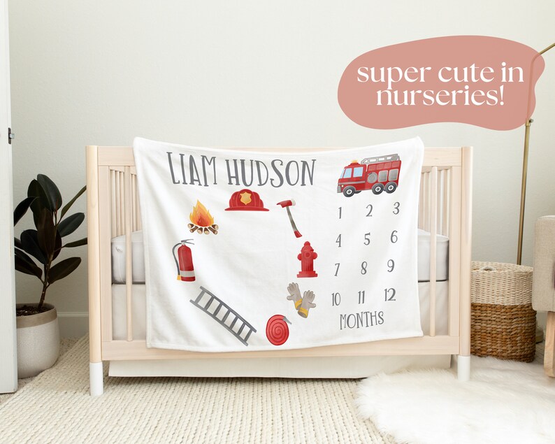 Firefighter Milestone Blanket Fireman Boy Blanket Etsy