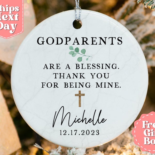 Godparents Personalized Ornament - Custom Godmother Gift - Godfather Thank You Keepsake - Custom Godparents Are A Blessing OR-0184