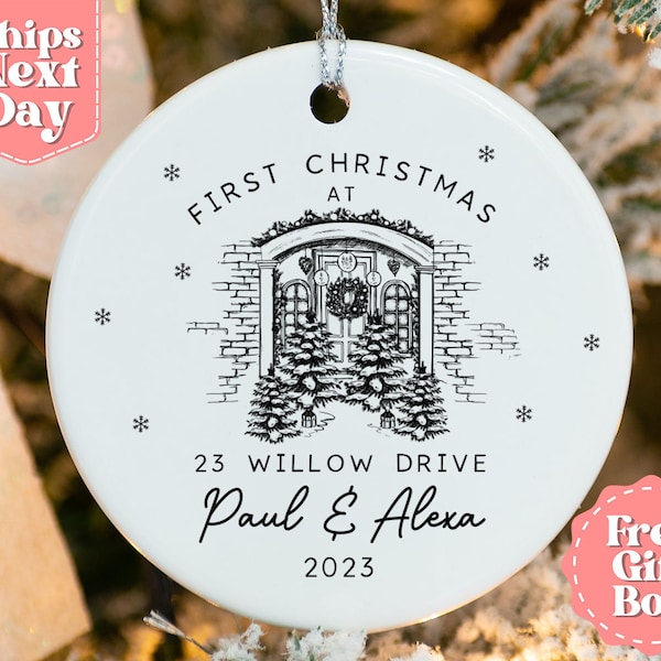 Personalised First Christmas In Our New Home Bauble - Ceramic Xmas Tree Decoration - Couple Christmas Keepsake - Christmas 2023 OR-0123