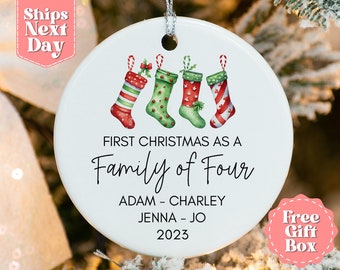 Family of Four Christmas Names Ornament - Personalized Christmas 2023 Ornament - Custom Family Names Ornament - Keepsake Ornament OR-0108