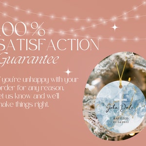 Personalized Baptism Ornament - Name + Date Custom Baptized Ornament - Blue Watercolor Christened Ornament Keepsake K-038 image 4