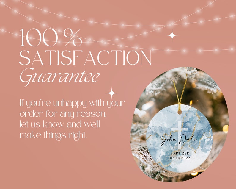 Personalized Baptism Ornament - Name + Date Custom Baptized Ornament - Blue Watercolor Christened Ornament Keepsake K-038 image 4