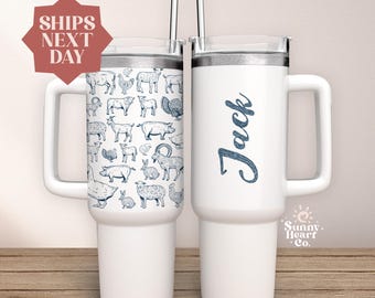 Personalized 40oz Tumbler, Custom Name Engraved Travel Mug, Gift For Him Or Her, 40oz Tumbler With Handle(TS-006)