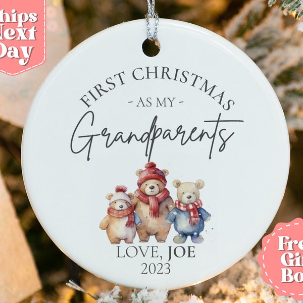Personalized First Christmas as Grandparents - Gift for Nanny Grandma Grandad - Baby’s 1st Christmas - Family Keepsake OR-0519