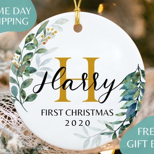 Baby&#39;s First Christmas Ornament - Personalized First Christmas Baby Boy Ornament - Custom Baby Name Christmas K-060