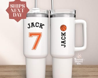Basketball Icon, Personalized 40oz Tumbler, Custom Name Sports Gift, 40oz Tumbler For Athletes, Basketball Lover Gift Idea(TS-045)
