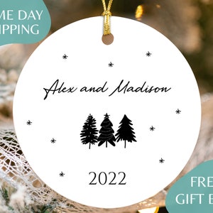 Couples Christmas Ornament - Personalized Couple Names Christmas Ornament - Our First Christmas Together - New Couple Gift R-023