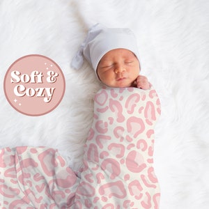 Light Pink Cheetah Baby Baby Girl Cute Swaddle - Leopard Print Newborn Baby Blanket - Baby Shower Gift S-175