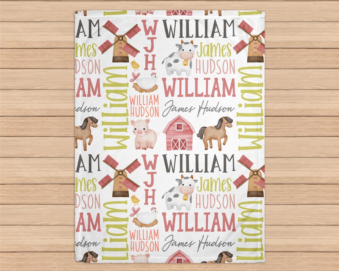 Personalized Baby Blanket Boy Farm Personalized Blanket Personalized