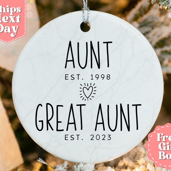 Aunt, Great Aunt Ornament - Pregnancy Reveal, Pregnancy Announcement - Future Aunt Gifts - New Baby Announcement Christmas Ornament OR-0183