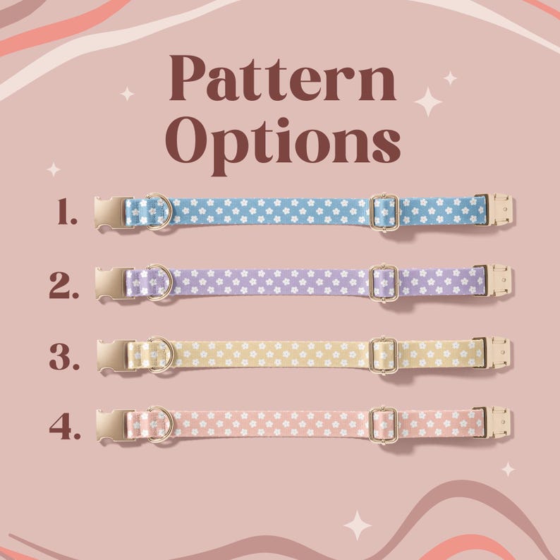 Personalized Dog Collar, Custom Pet Name Tag Collar, Durable Floral Fabric Dog Collar, Adjustable Pet Collar For Dogs(Z-64) image 2