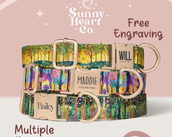 Custom Dog Collar, Personalized Pet Collar With Name Tag, Adjustable Collar For Dogs, Unique Art Pattern Dog Collar(Z-101)