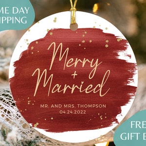 Personalized Married Ornament - Mr and Mrs Christmas Ornament - Our First Christmas Married as Mr and Mrs Keepsake - Wedding gift R-040
