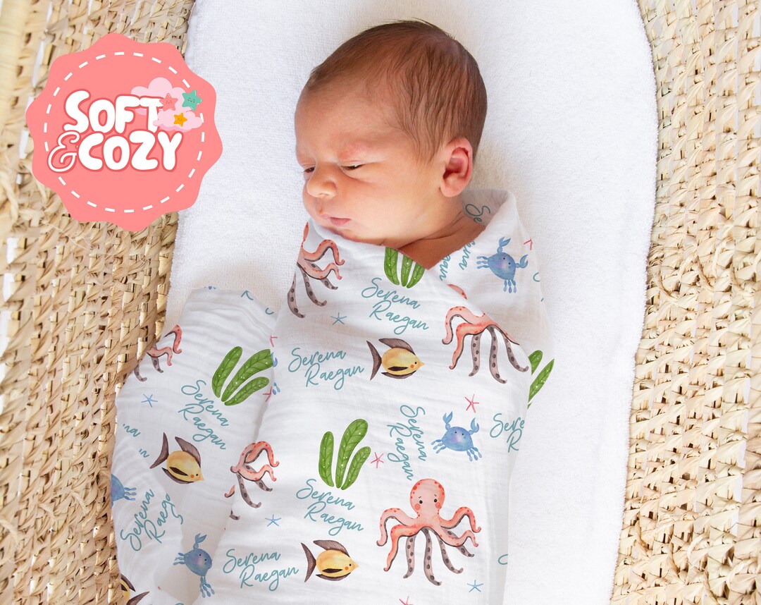 Ocean Baby Boy, Girl Swaddle Under the Sea Personalized Baby Boy Infant ...