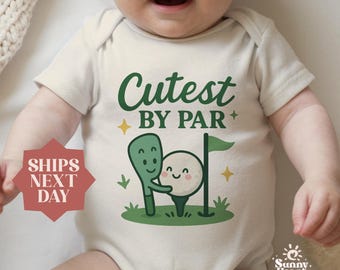 Golf Baby Outfit, Cutest By Par Bodysuit, Funny Baby Shower Gift, Trendy Golf Baby Clothes, Gender Neutral Baby Clothing(OT-187)