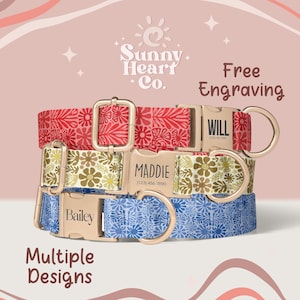 Personalized Dog Collar, Adjustable Pet Collar With Name And Phone Number, Custom Floral Dog Collar For Dogs And Puppies(Z-56)