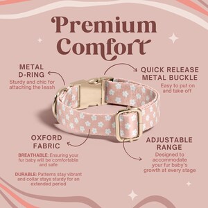 Personalized Dog Collar, Custom Pet Name Tag Collar, Durable Floral Fabric Dog Collar, Adjustable Pet Collar For Dogs(Z-64) image 5