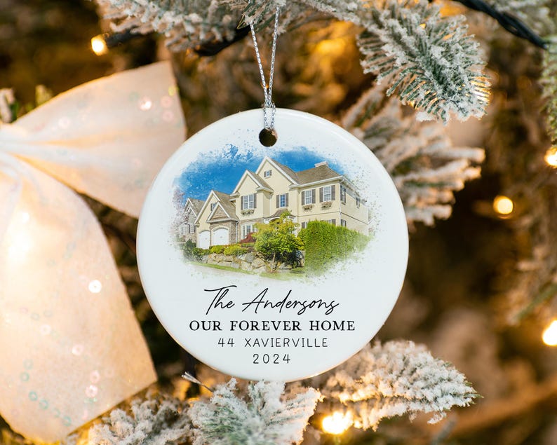 Custom Watercolor House Ornament - Personalized Home Christmas Ornament ...