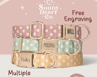Personalized Dog Collar, Adjustable Pet Collar With Name Tag, Custom Collar For Dogs, Durable Pet Accessory, Polka Dot Design(Z-43)