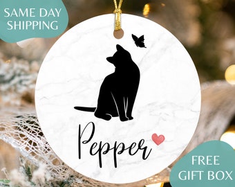 Personalized Cat Loss Ornament - Cat Memorial Gift - Custom Cat Sympathy Gift - Loss of Cat - Pet Loss Gift - Cat Condolence Gift R-127