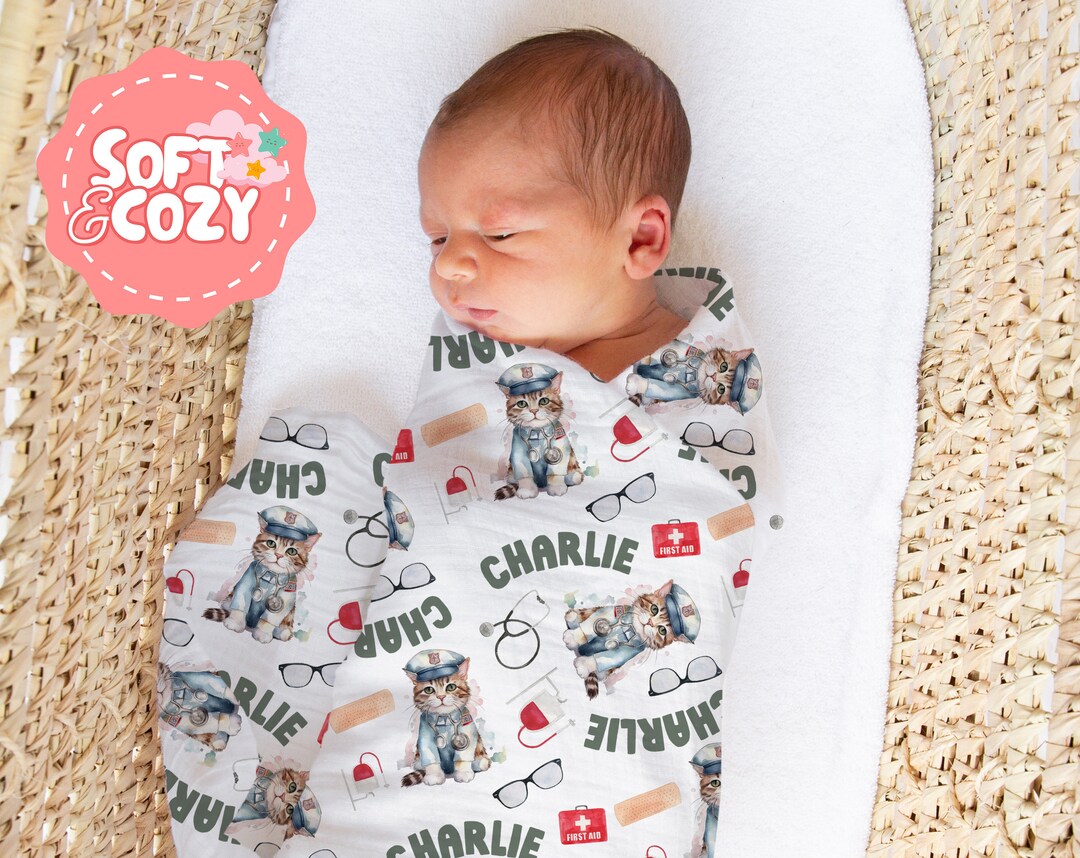 Nurse Baby Boy, Girl Swaddle Nurse Newborn Swaddle With Name Medical