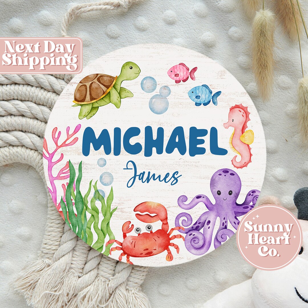 Sea Animals Baby Hospital Announcement Name Sign Newborn Under the Sea ...