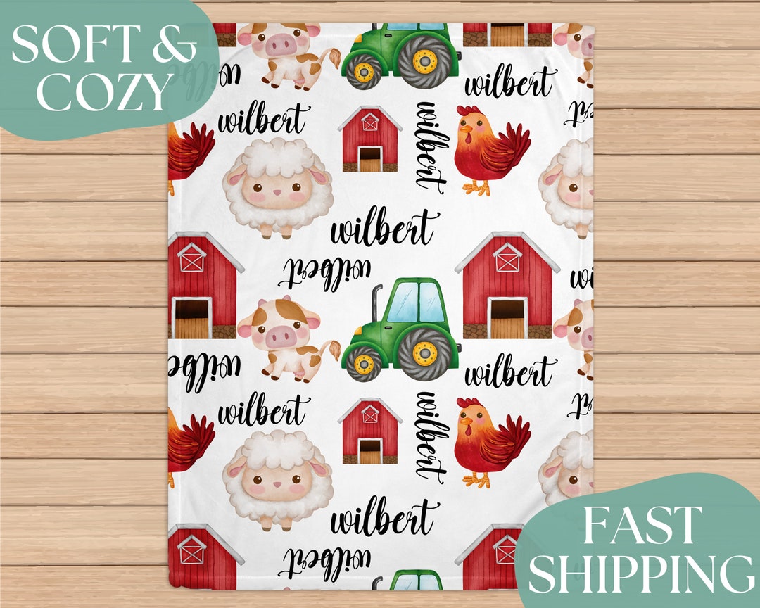 Personalized Baby Blanket Boy Farm Personalized Blanket Personalized