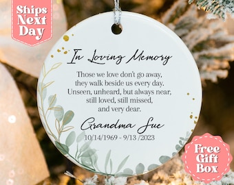 Personalized Memorial Christmas Ornament - Custom In Loving Memory Christmas Ornament - Lost But Never Forgotten Ornament OR-0505