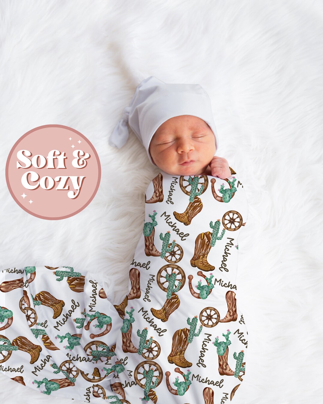 Cowboy Swaddle Set Cowboy Swaddle Baby Blanket Personalized Etsy