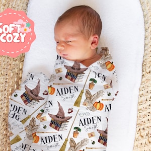 Wizard Baby Boy Swaddle - Wizard Magic Swaddle With Name for Newborn - Wizard Nursery Theme - Baby Wrap S-516