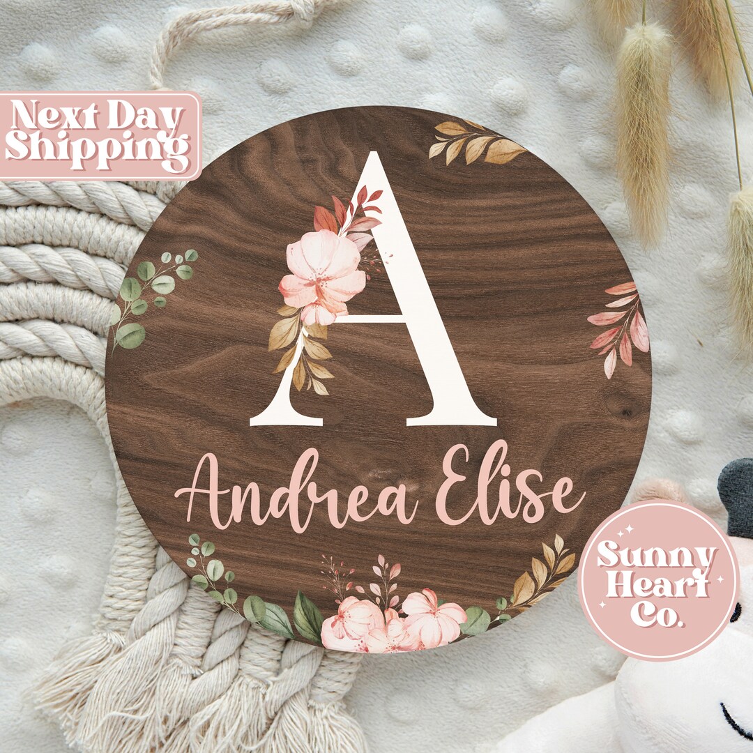 Baby Name Rounds Personalized Initials Baby Name Name Round Wood Sign Alphabet Theme ...